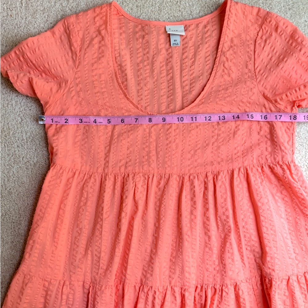 A New Day Peach Mini Dress 100% Cotton Cute Babydoll Dress! - Picture 4 of 15